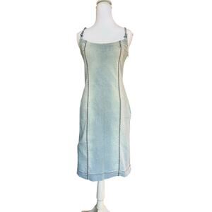 Vintage Miss Sixty Made in Italy Y2K Denim Corset Lace-Up Midi Dress XS S